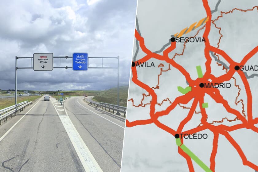 Mapa conceptual de la M-70 rodeando Madrid con flechas de conexión a cuatro capitales de provincia
