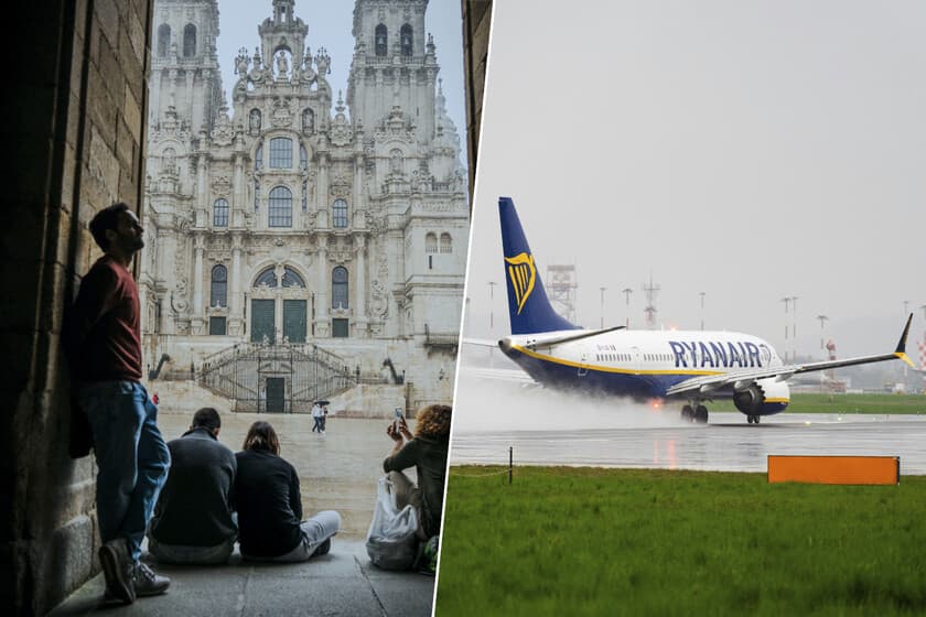 Avión de Ryanair en pista de un aeropuerto regional con poca actividad