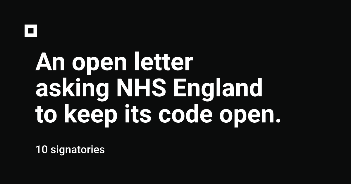 Captura de pantalla de la carta abierta en keepthingsopen.com con el logotipo del NHS