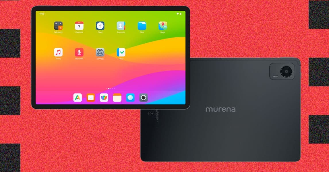 Tablet Murena con /e/OS mostrando la pantalla de inicio minimalista