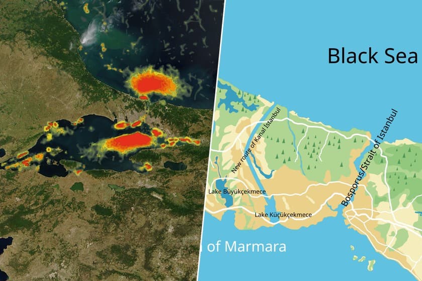 Mapa del estrecho del Bósforo y la ubicación del proyectado Canal de Estambul