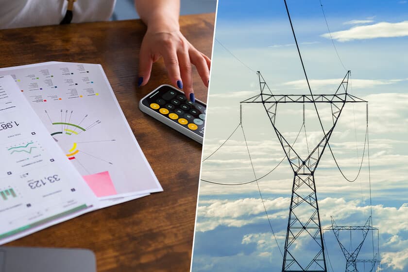 Persona revisando una factura de luz en una mesa ordenada, con luz natural y un teléfono en modo no molestar.