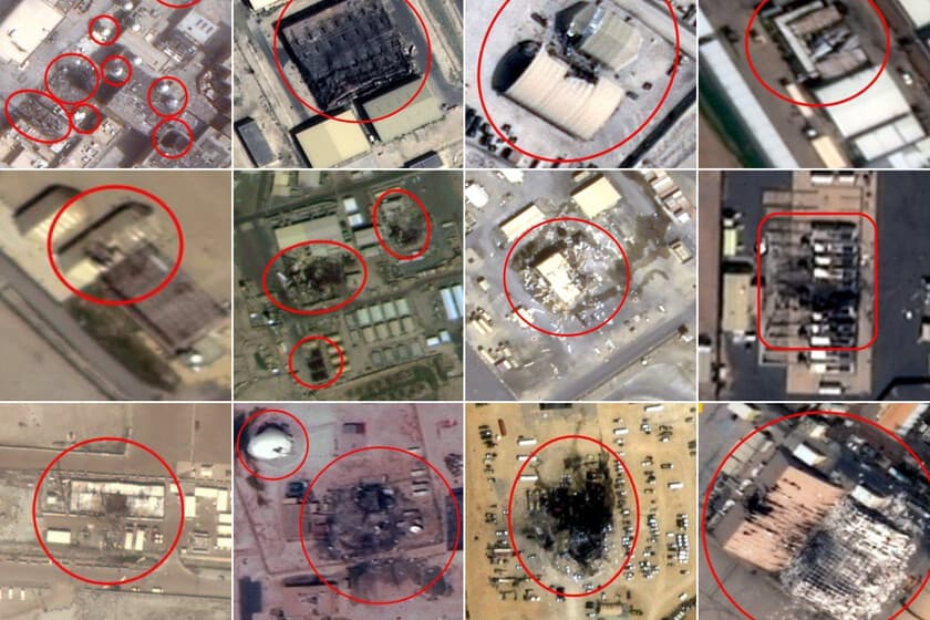 Imagen satelital de una base militar con daños visibles en infraestructura
