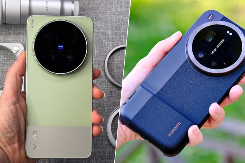 Dos smartphones de alta gama sobre una mesa, con reflejos de luz, simbolizando la comparación tecnológica.