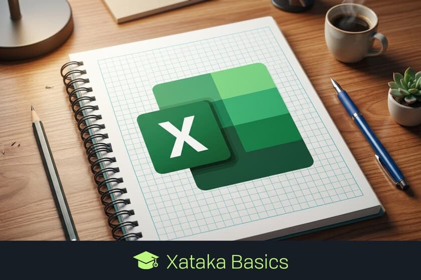 Captura de pantalla de una hoja de Excel con plantilla de planificación, sobre un escritorio minimalista