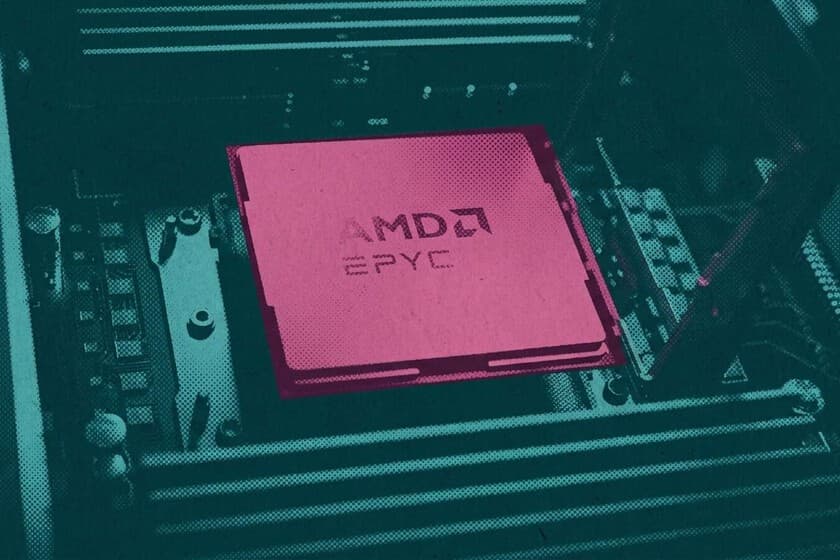 Gráfico de barras que muestra la cuota de mercado de procesadores para servidores: Intel 76%, AMD 24%.