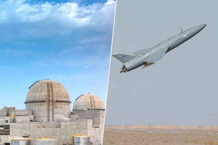 Imagen satelital de la central nuclear de Barakah en Emiratos Árabes Unidos con una zona humeante en el perímetro