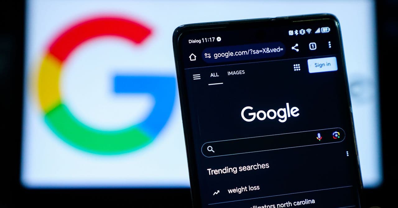 Pantalla de Google Search mostrando resultados generados por IA sin enlaces tradicionales