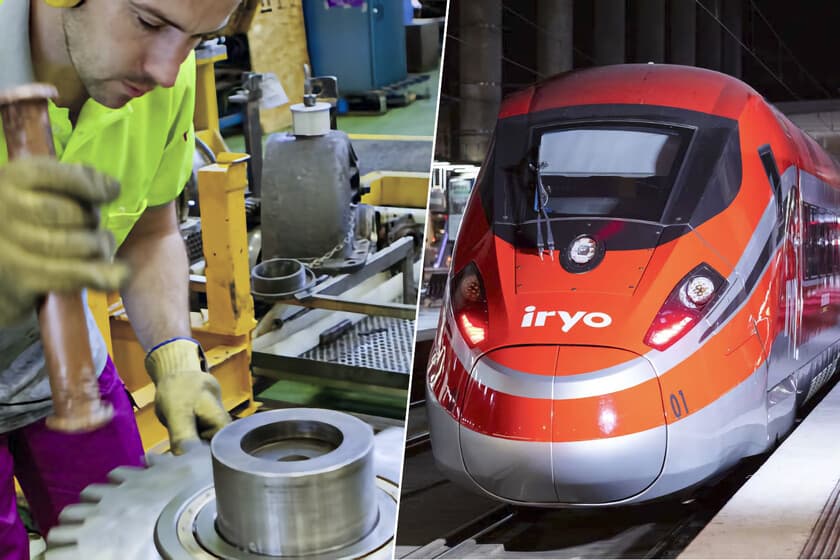 Tren de alta velocidad Iryo circulando por la vía