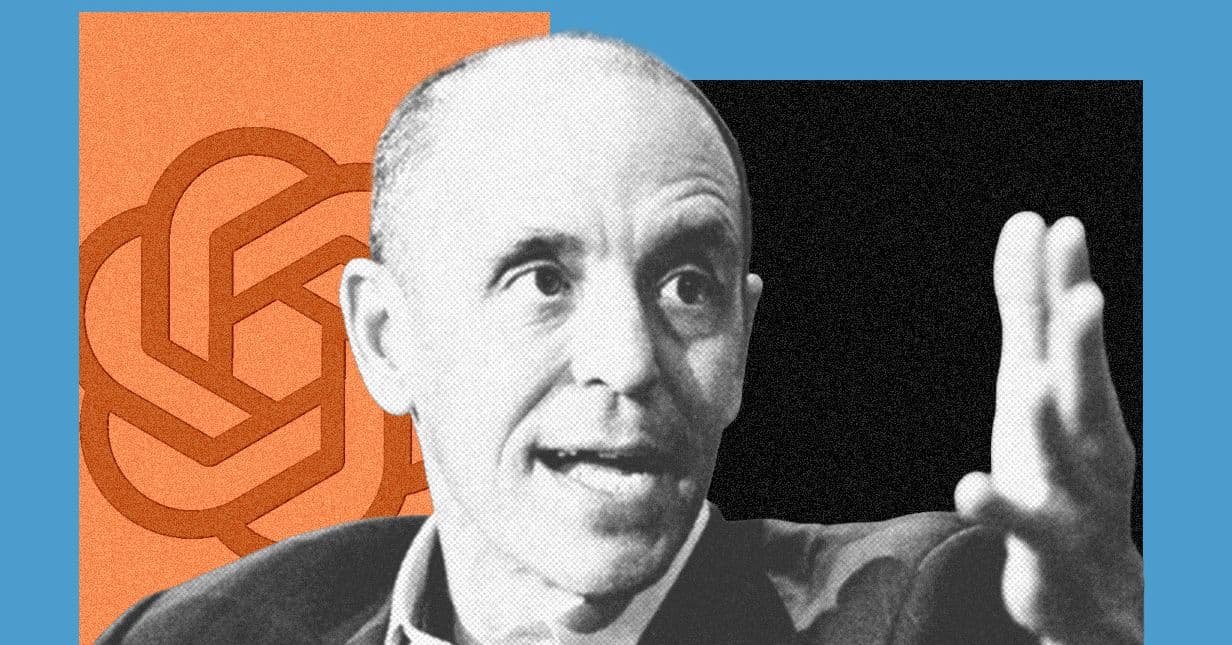 Chris Lehane, estratega político, en una sala de reuniones con el logo de OpenAI de fondo