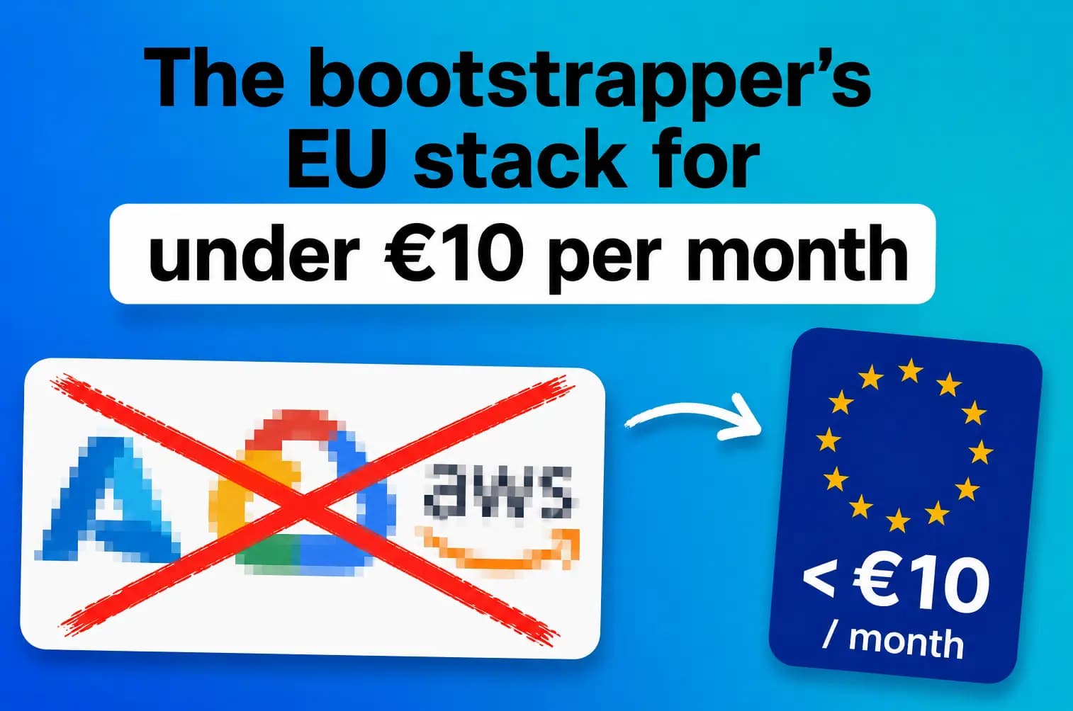 Ilustración de un servidor en la nube con banderas de la UE y un euro