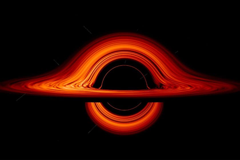 Ilustración de un agujero negro supermasivo emitiendo radiación que impacta un exoplaneta rocoso cercano.