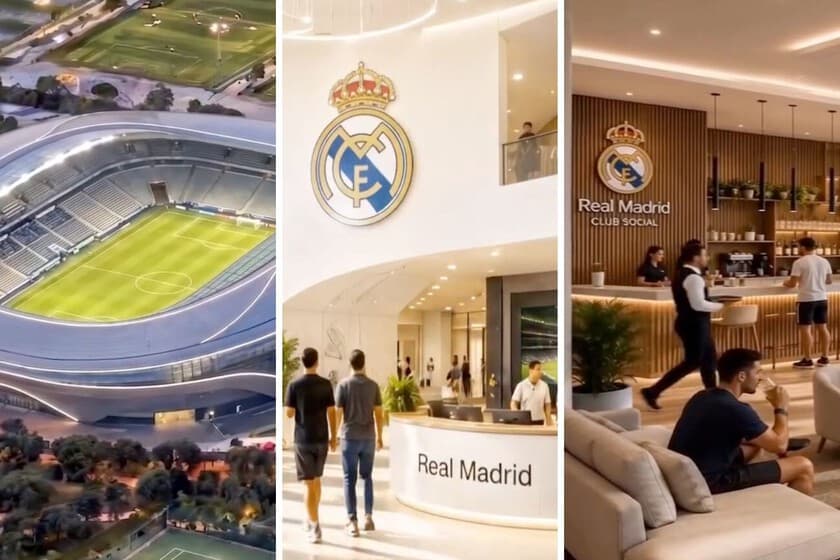 Maqueta del ágora gigante del Real Madrid con miles de asientos vacíos