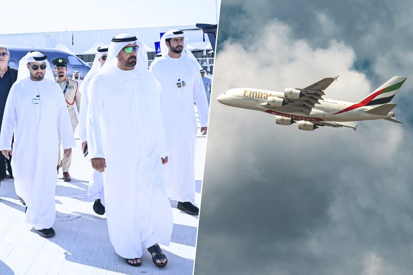 Vista aérea del nuevo aeropuerto Al Maktoum en construcción en el desierto de Dubai