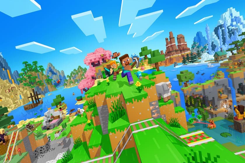 Captura de pantalla de Minecraft mostrando una cuadrícula de bloques con un círculo aproximado y puntos dispersos para e