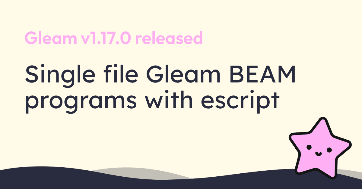 Captura de pantalla del código Gleam generando un ejecutable escript