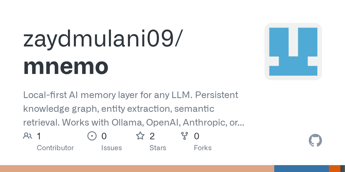 Captura de pantalla del repositorio Mnemo en GitHub mostrando el código Rust y la estructura de datos