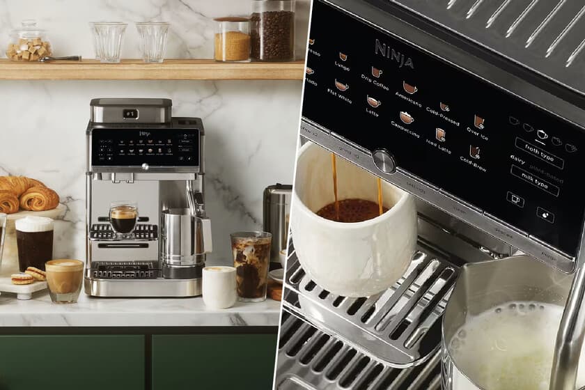 Ninja AutoBarista Pro en una encimera con un café recién servido