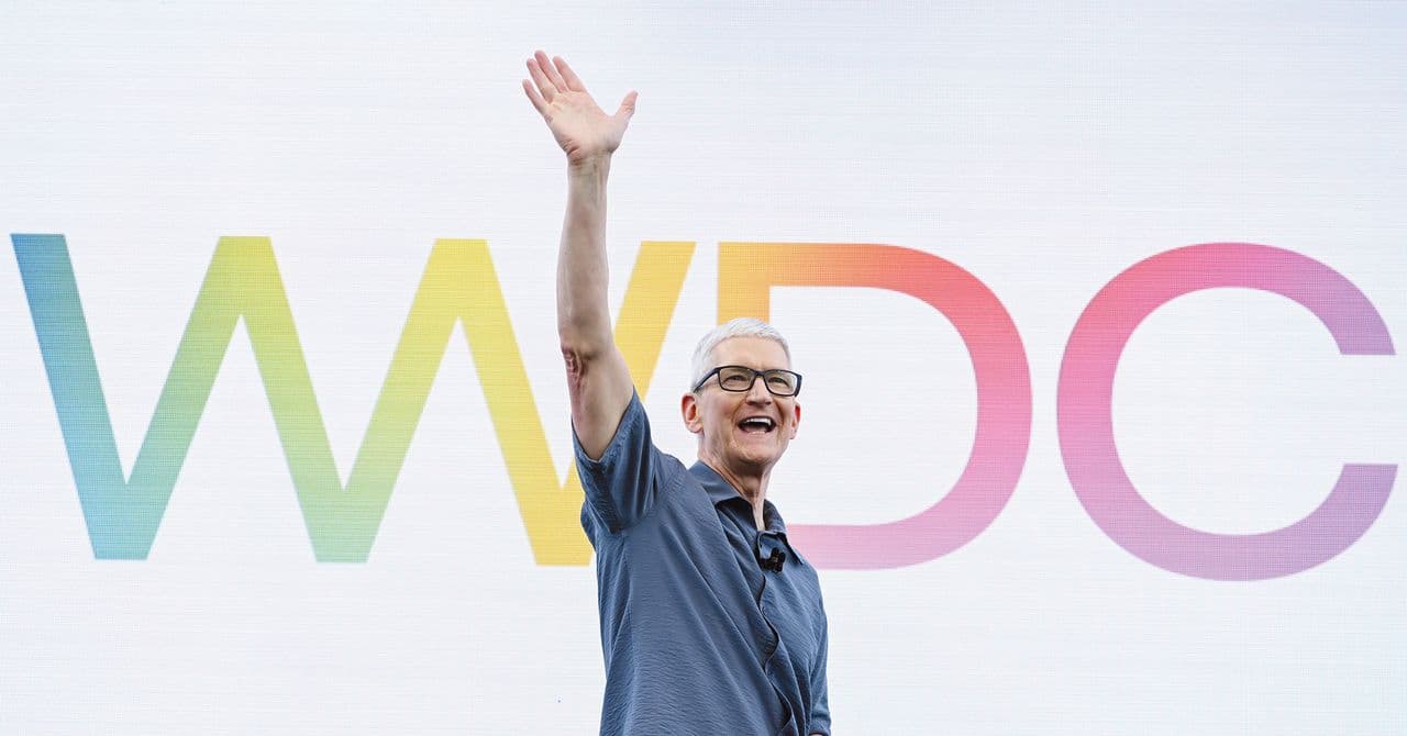 Fondo negro con gradiente gris y texto 'WWDC26' iluminado