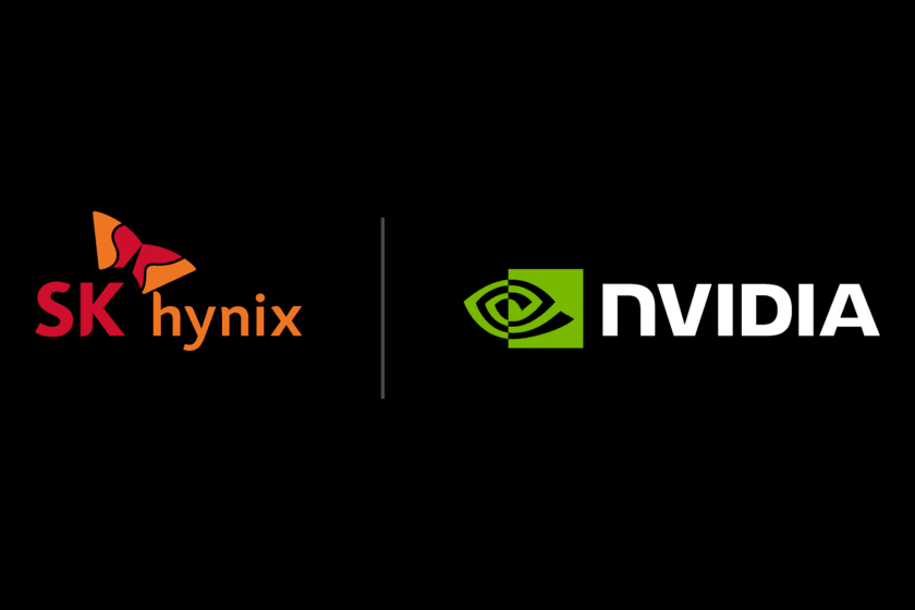 Fotografía de chips de memoria RAM HBM4 apilados con logos de Nvidia, Samsung y SK Hynix