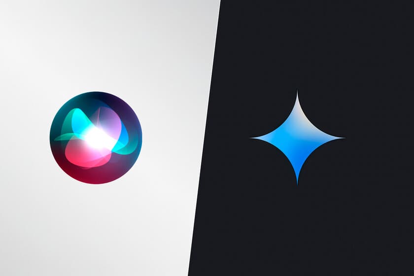 Un iPhone mostrando la interfaz de Siri AI junto a iconos de ChatGPT, Gemini y Claude en un fondo minimalista