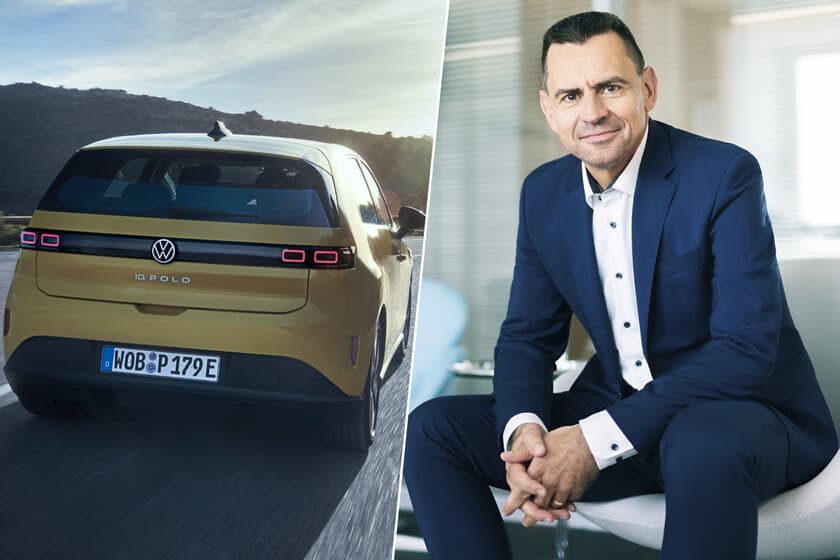 Coche eléctrico Volkswagen ID.4 en un concesionario, con un cartel de 'nueva movilidad'
