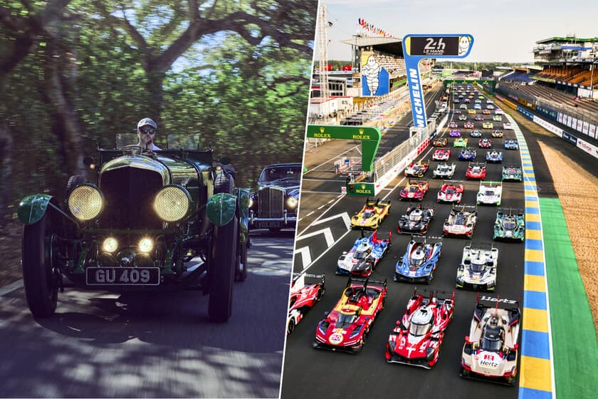 Bentley de 1950 en el circuito de Le Mans durante la carrera de 24 horas