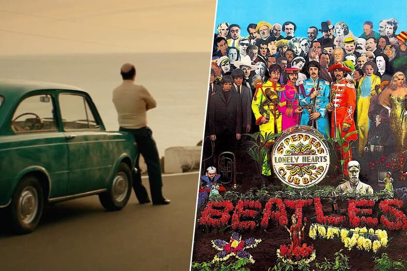 Portada del álbum Help! de los Beatles con las letras impresas en el interior