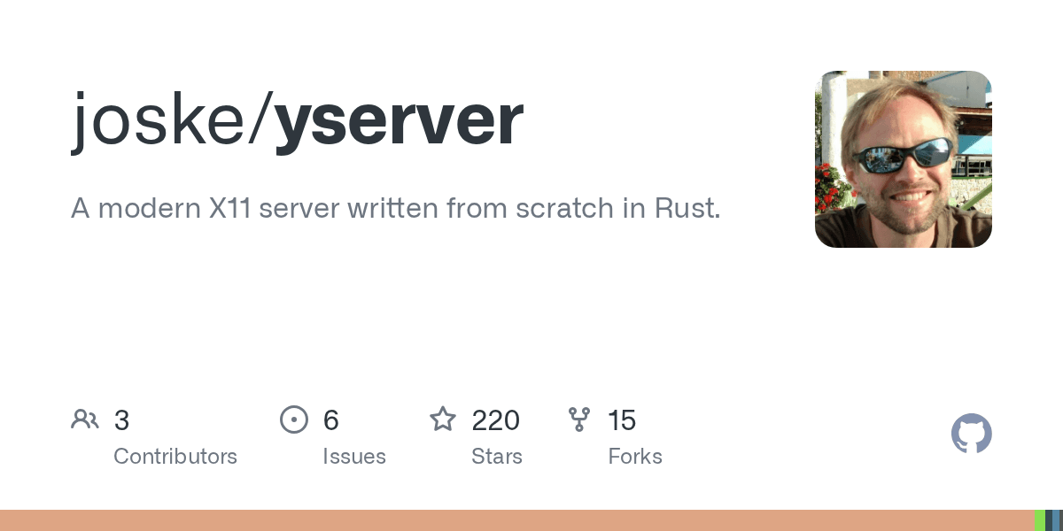 Captura de pantalla del repositorio de Yserver en GitHub mostrando el código en Rust