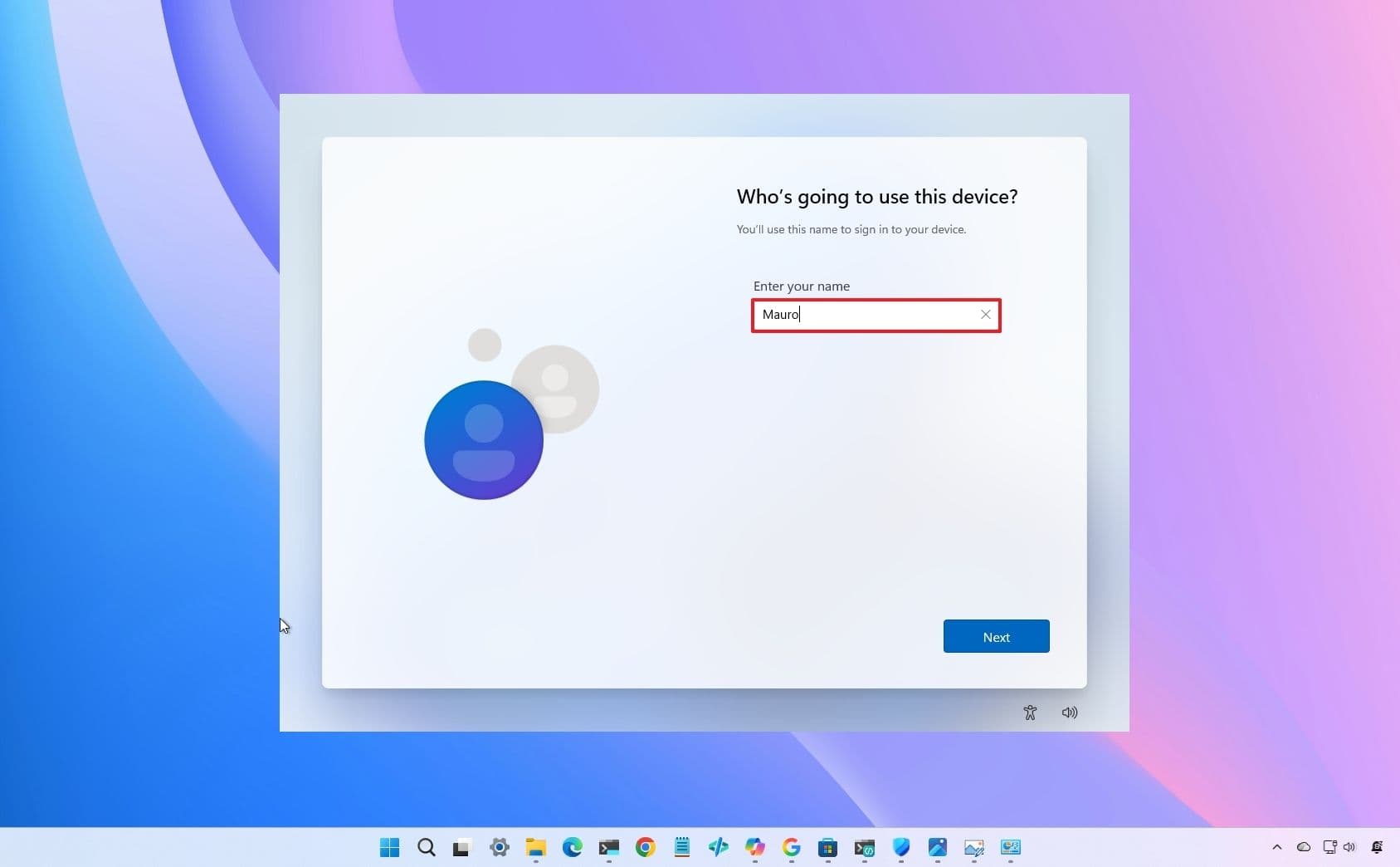 Pantalla de inicio de sesión de Microsoft en Windows 11 con opción de cuenta local oculta