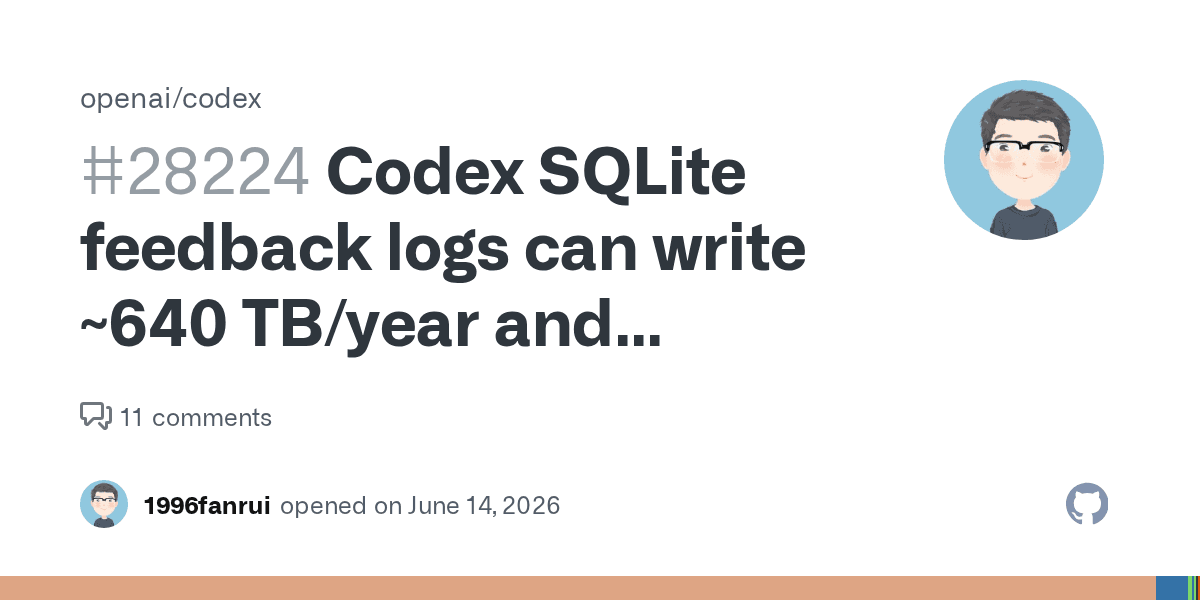 SSD abierto con un medidor de escritura en terabytes y un mensaje de error de Codex